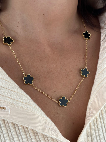 Collier fleurs noir